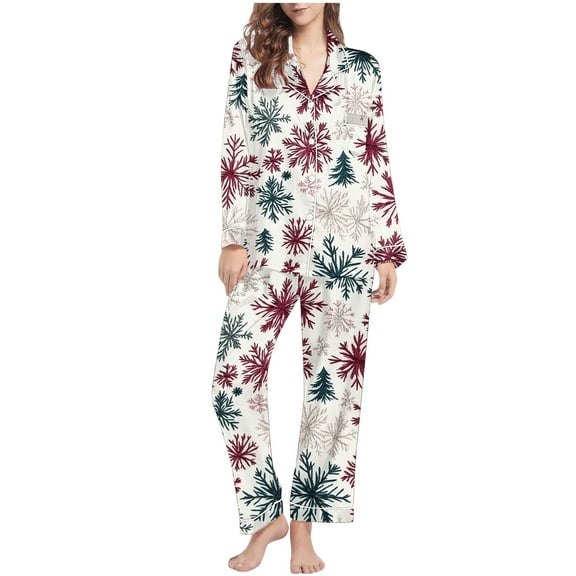Ruimatai Women's Christmas Pajama Set Long Sleeve Top & Pants Soft Lounge Wear Cozy Holiday Outfit for Family Party