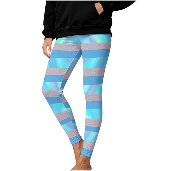 Ruimatai Women's Christmas Striped Leggings Festive Print Stretch Pants for Yoga Fitness Running Casual Wear All Season Comfort