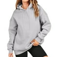 thumbnail image 1 of Ruimatai Women's Color Block Hooded Sweater Long Sleeve Loose Fit Casual Pullover V-Neck Top Fall Winter Fashion Plus Size Comfortable Soft Polyester, 1 of 9