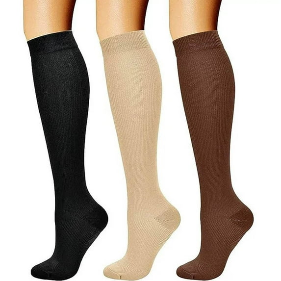 Ruimatai Women's Compression Socks 3-Pack, 15-20 mmHg Support for Running, Cycling & Athletic Performance, Breathable & Warm Stockings for Enhanced Circulation & Muscle Recovery