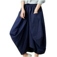 thumbnail image 1 of Ruimatai Women's Cotton Linen Skirt Elastic Waist Loose Lantern Maxi Skirt Solid Summer Casual Beach Long Skirt One Size, 1 of 8