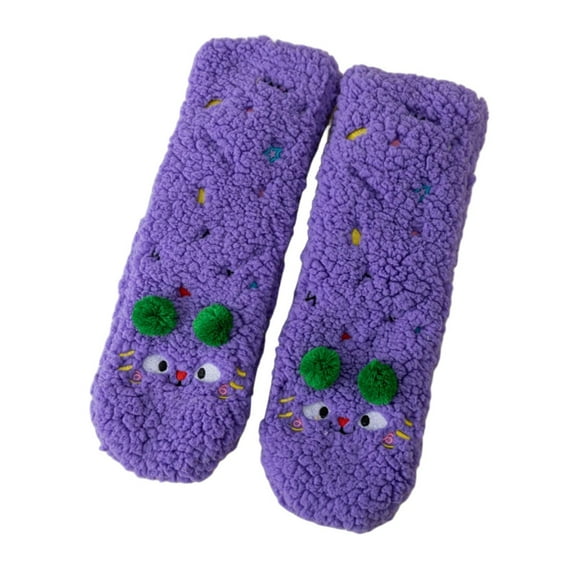 Ruimatai Women's Cozy Fleece Slipper Socks Non-Slip Winter Warm Home Booties Soft Plush