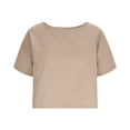 thumbnail image 1 of Ruimatai Women's Crew Neck Short Sleeve Cropped Top Casual Loose Fit Crop Tee for Daily Wear & Summer Outings, 1 of 8