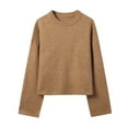 thumbnail image 1 of Ruimatai Women's Cropped Sweater Olive Green Soft Knit Long Sleeve Crewneck Tops for Casual Wear and Daily Outfits, 1 of 6