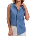 thumbnail image 1 of Ruimatai Women's Denim Vest Sleeveless Button Down Collar Pocket Tank Top Casual Flared Shirt for Spring Summer, 1 of 7