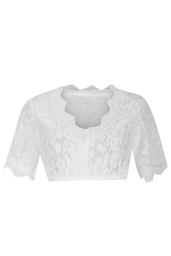 Women's Dirndl Blouse Stand Collar Lace Blouse Elegant Oktoberfest Costume Top Vintage Bavarian Traditional German Shirt