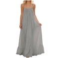 thumbnail image 1 of Ruimatai Women's Dress Backless Maxi Dress with Ruffled Hem Adjustable Spaghetti Strap Flowy Summer Casual Polyester V-Neck Sundress, 1 of 9