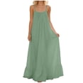 thumbnail image 1 of Ruimatai Women's Dress Backless Maxi Dress with Ruffled Hem Adjustable Spaghetti Strap Flowy Summer Casual Polyester V-Neck Sundress, 1 of 9