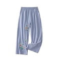 thumbnail image 1 of Ruimatai Women's Elastic Waist Floral Embroidered Wide Leg Casual Pants with Pockets for Loungewear Daily Wear, 1 of 9