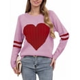 thumbnail image 1 of Ruimatai Women's Valentine Heart Print Sweater Round Neck Knitted Pullover Casual Long Sleeve Tops, 1 of 5
