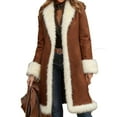 thumbnail image 1 of Ruimatai Women's Faux Shearling Coat Long Warm Winter Jacket with Fleece Lining, Brown Mid-Length Outerwear for Casual Style and Comfort, 1 of 9