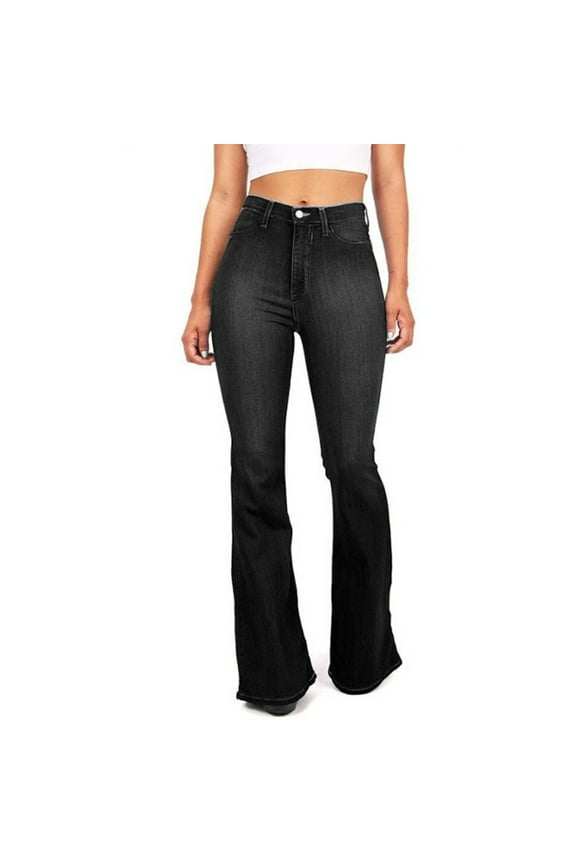 Women's Flare Jeans High Waisted Wide Leg Baggy Bell Bottom Jean for Women Stretch Denim Pants