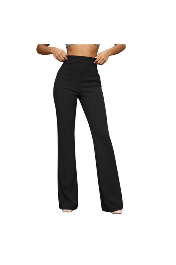 Women's Flared Dress Pants High Waist Vertical Seam Slim Fit Casual Office Daily Stretch Trousers