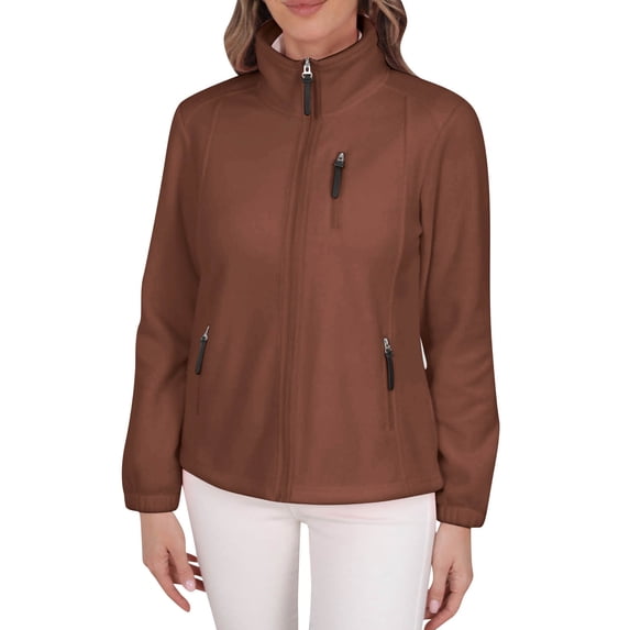 Ruimatai Women's Fleece Jacket Full Zip Long Sleeve Solid Color Casual Outdoor Soft Warm Lightweight Comfortable Pullover with Pockets