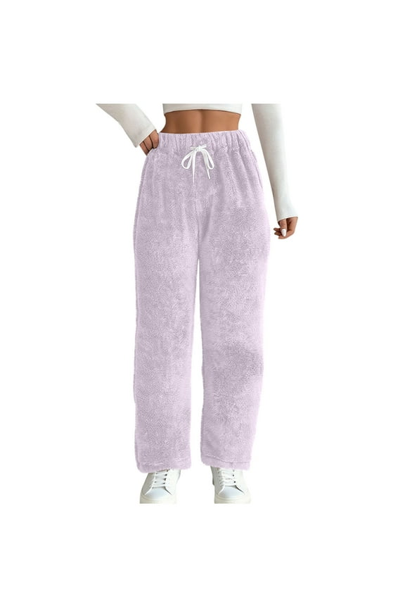 Women's Fleece Pajama Pants with Bear Print, Cozy Flannel Lounge Pants, Soft Elastic Waistband, Warm Winter Sleepwear for Women