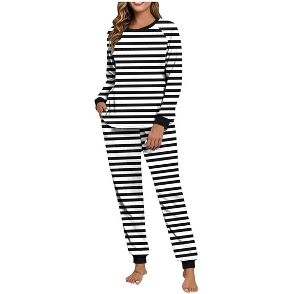 Ruimatai Women's Fleece Pajama Set Winter Double-Sided Plush Loungewear with Printed Pullover Top and Drawstring Pants for Home Comfort