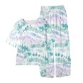 thumbnail image 1 of Ruimatai Women's Floral Print Cotton Linen Top Pants Set Casual Loose Fit Short Sleeve Outfit Comfortable Summer Plus Size 2 Piece Outfit, 1 of 4