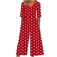 thumbnail image 1 of Ruimatai Women's Floral Print Jumpsuit with V-Neck Back Zipper Pockets Casual Short Sleeve Romper for Summer Spring Outdoor Wear, 1 of 5
