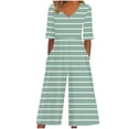 thumbnail image 1 of Ruimatai Women's Floral Print Jumpsuit with V-Neck Back Zipper Pockets Casual Short Sleeve Romper for Summer Spring Outdoor Wear, 1 of 5