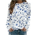thumbnail image 1 of Ruimatai Women's Floral Print Long Sleeve T-Shirt Casual Round Neck Stretchy Comfortable Blouse for Workout Daily Wear Party S M L XL XXL XXXL, 1 of 5
