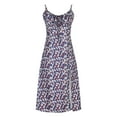 thumbnail image 1 of Ruimatai Women's Floral Print Round Neck Sleeveless Split Dress Stretchy Camisole Beach Party Casual Summer Dress with Ruffle Tie Detail, 1 of 7
