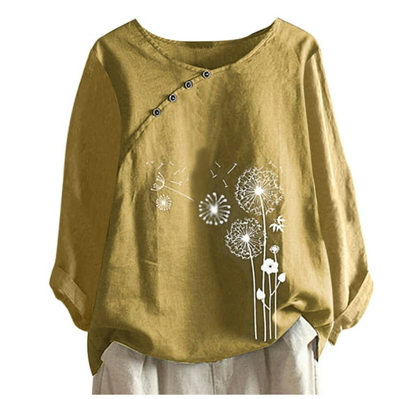 Ruimatai Women's Floral Print Short Sleeve Blouse Casual Cotton Linen T-Shirt Tops Sexy Fashion Summer Sleeveless Shirt for Daily Wear