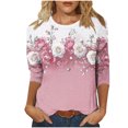 thumbnail image 1 of Ruimatai Women's Floral Print T-Shirt Casual Loose Fit Short Sleeve Blouse Soft Stretchy Polyester Top for Spring Summer Daily Wear, 1 of 5