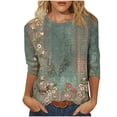 thumbnail image 1 of Ruimatai Women's Floral Print T-Shirt Casual Loose Fit Short Sleeve Blouse Soft Stretchy Polyester Top for Spring Summer Daily Wear, 1 of 5