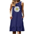 thumbnail image 1 of Ruimatai Women's Floral Print Crew Neck Sleeveless Maxi Dress with Pockets, Pleated Skirt Casual Sexy Summer Party Dress, Lightweight Comfortable Mesh Fabric, 1 of 6