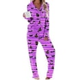 thumbnail image 1 of Ruimatai Women's Halloween Print Pajama Set with Pockets, Soft Comfy Long Sleeve Sleepwear, Floral Casual Loungewear, Black Cotton, 1 of 6
