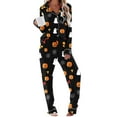 thumbnail image 1 of Ruimatai Women's Halloween Print Pajama Set with Pockets, Soft Comfy Long Sleeve Sleepwear, Floral Casual Loungewear, Black Cotton, 1 of 6