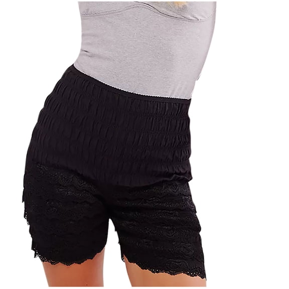 Ruimatai Women's High Waist Shaper Shorts Solid Color Lace Trim Elastic Control Tummy Shapewear Boxer Briefs