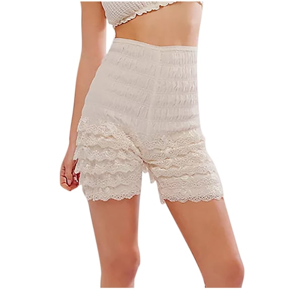 Ruimatai Women's High Waist Shaper Shorts Solid Color Lace Trim Elastic Control Tummy Shapewear Boxer Briefs