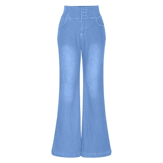 Ruimatai Women's High Waist Skinny Stretch Denim Pants Solid Color Elastic Waistband Slim Fit Bootcut Butt Lifting Jeans for Casual Wear