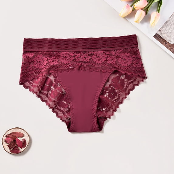 Ruimatai Women's High Waist Thong Underwear Large Size Breathable Seamless Lace Panties Comfortable Soft Stretch No Show