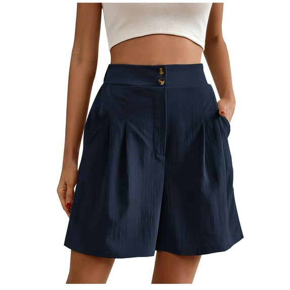 Ruimatai Women's High Waist Wide Leg Shorts Loose Solid Color Large Size Casual Comfortable Summer Pants with Pockets
