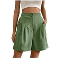 thumbnail image 1 of Ruimatai Women's High Waist Wide Leg Shorts Loose Solid Color Large Size Casual Comfortable Summer Pants with Pockets, 1 of 4