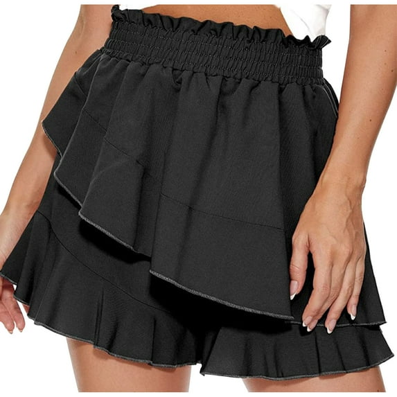 Ruimatai Women's High Waist Workout Shorts Summer Casual Flounce Shorts Stretchy Comfortable Yoga Shorts with Pockets for Running Gym