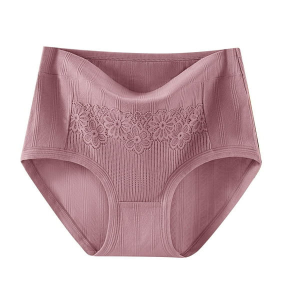 Ruimatai Women's High Waisted Cotton Underwear 3-Pack Breathable Soft Lace Trim Comfortable Panties for Sleep Daily Wear Medium Large XL XXL