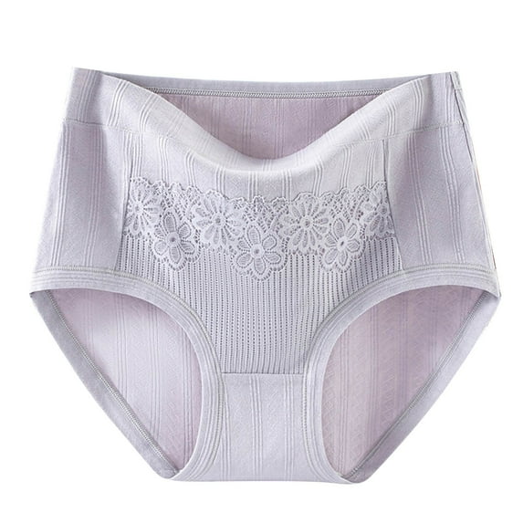 Ruimatai Women's High Waisted Cotton Underwear 3-Pack Breathable Soft Lace Trim Comfortable Panties for Sleep Daily Wear Medium Large XL XXL