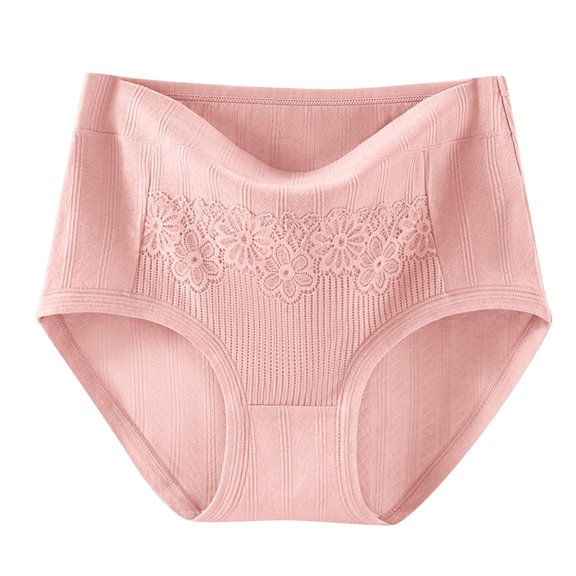 Ruimatai Women's High Waisted Cotton Underwear 3-Pack Breathable Soft Lace Trim Comfortable Panties for Sleep Daily Wear Medium Large XL XXL