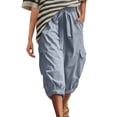 thumbnail image 1 of Ruimatai Women's High Waisted Drawstring Cargo Jogger Cropped Capri Pants with Multi Pockets for Outdoor Casual Daily Summer Wear, 1 of 6
