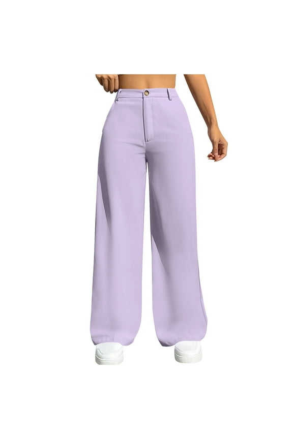 Women's High Waisted Wide Leg Pants Linen Blend Straight Dress Pants for Work Casual Comfortable Office Trousers Spring Summer