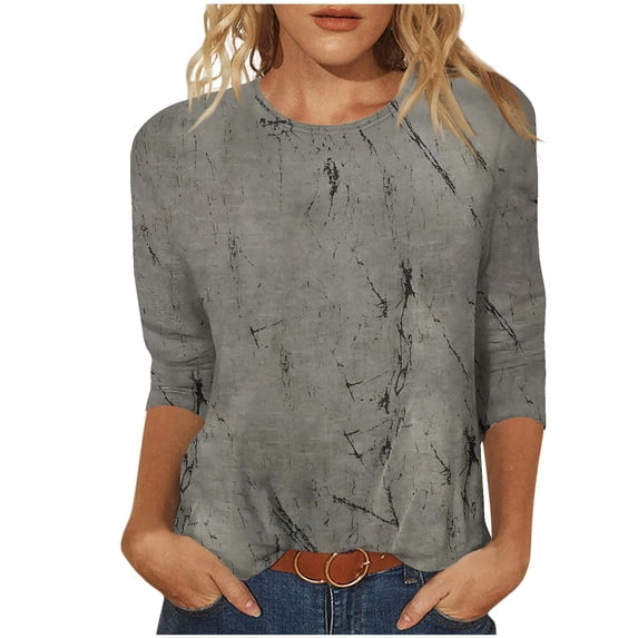 Ruimatai Women's Hollow Out T-Shirt 3/4 Sleeve Round Neck Casual Blouse Soft Polyester Summer Fashion Top Sexy Stylish Comfortable Daily Wear