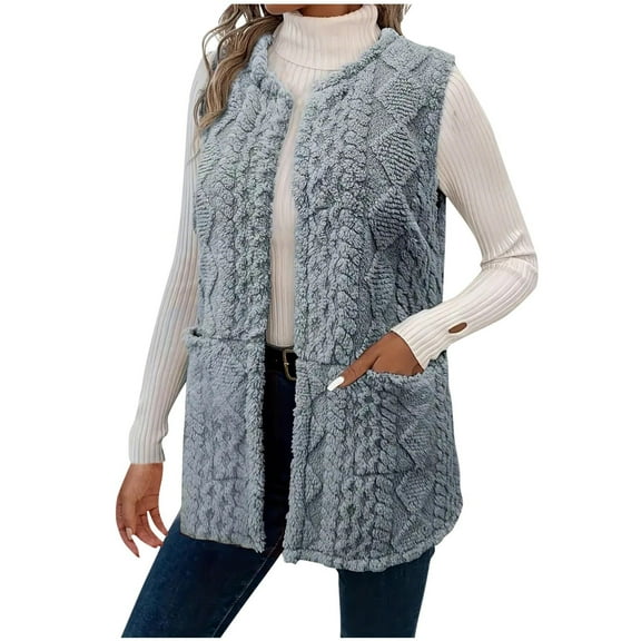 Ruimatai Women's Knit Sweater Vest Sleeveless Button Down Cardigan with Pockets Acrylic Lightweight Open Front Outwear for Daily