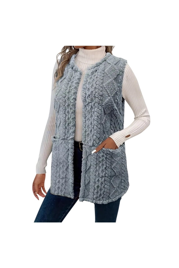 Women's Knit Sweater Vest Sleeveless Button Down Cardigan with Pockets Acrylic Lightweight Open Front Outwear for Daily