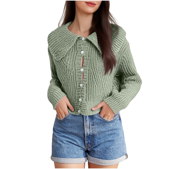 Ruimatai Women's Knitted Cardigan Sweater Long Sleeve Casual Loose Fit Polyester Comfortable Lightweight Versatile Spring Fall Fashion Top