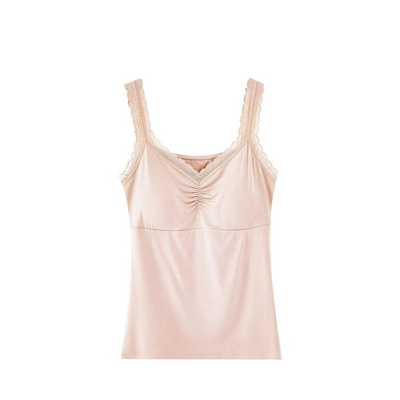 Ruimatai Women's Lace Bralette Top with Built-in Bra Casual Sleeveless Pajama Shirt Soft Comfortable Homewear Free Size