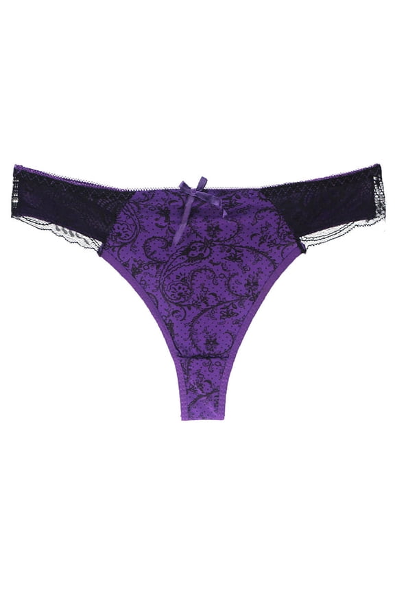 Women's Lace Thong Underwear Sexy Low Waist Comfortable Breathable Soft Panties for Daily Wear & Sleep, Printed Cotton Panty S M L XL XXL XXXL