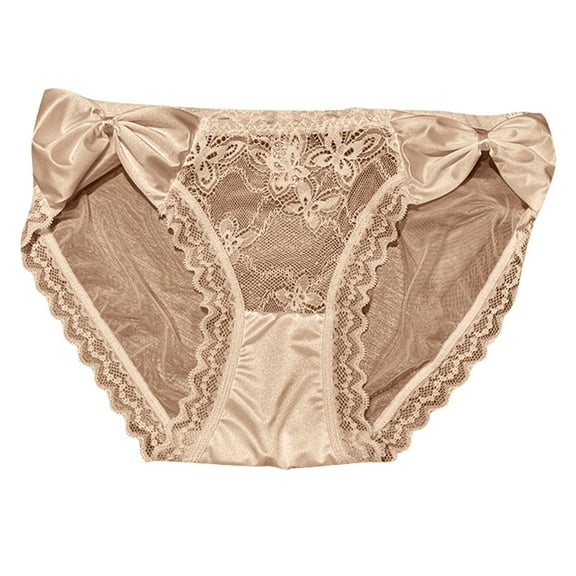 Ruimatai Women's Lace Underwear Mid Rise Breathable Comfortable Sexy French Panties with Bow Solid Soft Stretchy Everyday Wear